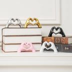 Gold Heart Hands Sculpture – Modern Love Statue for Home & Bookshelf Decor