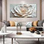 White and Pink Flower Wall Art for Living Room - Large Modern Wall Art Bedroom - Floral Bedroom Wall Decor for Teen Girls Size 29" x 59"