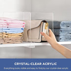 HBlife 𝟭𝟮 𝗜𝗻𝗰𝗵𝗲𝘀 𝗧𝗮𝗹𝗹 [𝗘𝘅𝘁𝗿𝗮 𝗧𝗮𝗹𝗹 𝗩𝗲𝗿𝘀𝗶𝗼𝗻] Clear Shelf Dividers, 2 Pack Purse Organizer for Closet Perfect for Sweater, Shirts, Handbags, Acrylic Bookshelf for Organization