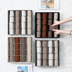 Joyoldelf Sock Drawer Organizer Divider Underwear Organizer 16-cell Fabric Dresser Drawer Organizers Storage Boxes for Socks Lingerie, Handkerchiefs, Ties 4 Pack (Beige)