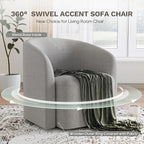 COLAMY Swivel Accent Chair, Barrel Chair with Armrest, Comfy Round 360°Mondern Armchair, for Living Room/Bedroom/Waiting Room, No Assembly, Gray
