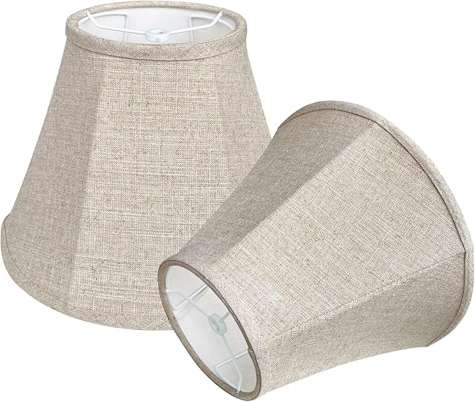 Double Brown Lamp Shade Set of 2, TOOTOO STAR Large Barrel Lampshade for Floor Light and Table Lamp 6x12x8.5 inch, DIY Fabric Natural Linen Hand Crafted, Spider (Brown, 6x12x8.5 inch)