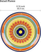 Bico Tunisian Salad Plates Set of 4, 8.75 Inch Ceramic Dessert Plates for Salad, Appetizer, Side Dishes, Microwave and Dishwasher Safe, Gift for Housewarming and Thanksgiving