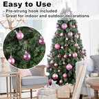 Bubblegun Pink 1.6" Small Christmas Balls Christmas Tree Decoration Ornaments Shatterproof Hanging Balls for Birthday Halloween Holiday Wedding Decorations Set of 24pcs