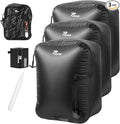 Vacuum Bags for Travel with Wireless Pump, 180° Open Zipper, IP67 Waterproof, Reusable Space Saver Compression Bags for Backpack, Suitcase, Home Storage(3 Pack + Pump)