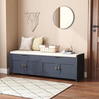 HOMEFORT 54.4" Shoe Bench with Lift Top Storage, Entryway Bench with Cushioned Seat, Wooden End of Bed Bench, Shoe Cabinet Bench with Hidden Storage Space, for Bedroom, Hallway,Blue