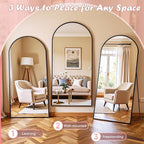 Full Length Mirror, 58" x 18" Arched Full Body Mirror Large Standing Floor Mirrors, Mirrors for Bedroom, Bathroom, Living Room Standing or Wall Leaning, Black