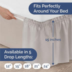 Wrap Around Dust Ruffle Bed Skirt - Light Grey - Twin/Twin XL Size Beds with 15 Inch Drop - Elastic Strap - Adjustable Pleated Bedskirt with Brushed Fabric and Wrinkle Free - Women, Men, Kids & Teens