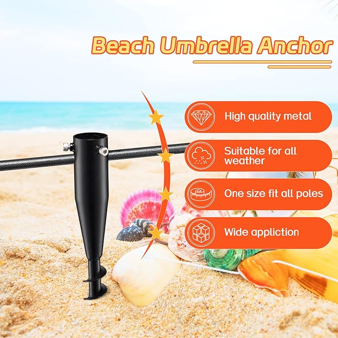 Beach Umbrella Sand Anchor, 2 Pack Heavy Duty Umbrella Stand Outdoor Base 17 Inches Metal No Dig Ground Umbrella Holder, Christmas Tree Stand Base