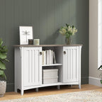 Bush Home Salinas Accent Storage Cabinet with Doors in Pure White and Shiplap Gray