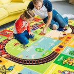 ABC Kids Rug for Playroom - 78.7" 118" Baby Play Mat Alphabet Animal Number Shape Classroom Rug