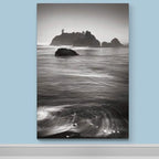 Renditions Gallery Canvas Nature Wall Art Modern Paintings Decorations Vintage Calm Ocean Rock Black & White Wall Hanging Scenic Artwork for Bedroom Dining Office Kitchen - 18"x27" LT06