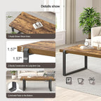 EXCEFUR Modern Coffee Table, Industrial Wood and Metal Center Table, Cocktail Tea Table for Living Room Home Office, Rustic Brown, 44 Inch