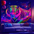 NYZE Tiger Space Tapestry for Bedroom, Glow in the Dark Room Decor Wall Tapestries, Cool Galaxy Planet Wall Hanging, Wall Hanging for Gamer Room Dorm Living Room 59in×51in