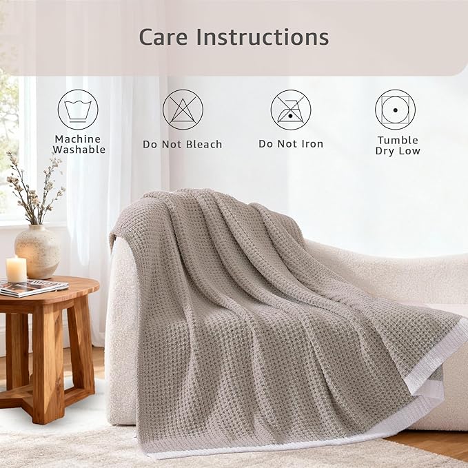 WRENSONGE Pineapple Stitch Throw Blanket, Sand Soft Cozy Fluffy Warm Hand Made Throw Blankets for Couch, Sofa, Chair, Bed, Camping, Picnic, Travel Lightweight Bed Blanket - 60"*80"