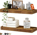 Bathroom Floating Shelves Set of 2 – Rustic Wall Mounted Storage & Decor