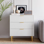 GarveeHome White Dresser, Modern 3 Drawer Dresser for Bedroom with Gold Handle and Large Drawer, Wood Double Chest of Drawers and Storage Organizer for Living Room, Hallway, Entryway