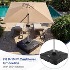 Giantex 285 lbs Cantilever Umbrella Base, Sand & Water Fillable HDPE Patio Offset Umbrella Stand with 4 Rollers, Built-in Cross Base, for 8–10 ft Umbrellas