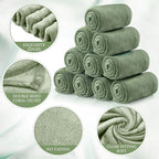 Tinideya 12 Pcs Flannel Fleece Throw Blanket Bulk 50 x 60 Inch Soft Fleece Blanket Warm Throw Blanket Coral Blankets for Couch Sofa Home Wedding Gifts Season (Sage Green)