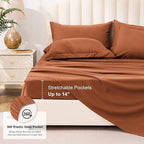 Love's cabin Queen Comforter Set Burnt Orange, 7 Pieces Queen Bed in a Bag, All Season Bedding Sets with 1 Comforter, 1 Flat Sheet, 1 Fitted Sheet, 2 Pillowcase and 2 Pillow Sham