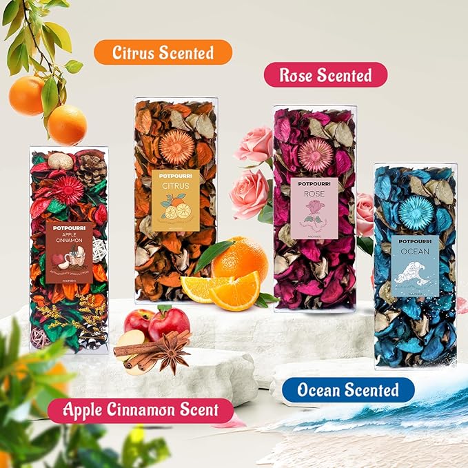 SCENTORINI Potpourri Bags, Potpourri Bowl Filler, Blue Vase Filler, 10.44 oz Ocean Scented Bowl Fillers for Home Decor, Coastal Bathroom Beach Decor