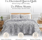 Southshore Fine Living, Inc. Paisley Quilt Bedding Set, Black Quilt Queen Size, Boho Bedspread, Farmhouse Bedding 3-Piece Set with Two Matching Quilted Pillow Shams, Full/Queen Coverlet, Black
