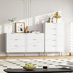 GarveeHome 6 Drawers Dresser for Bedroom, Fluted Dresser Chest of Drawers with Handle, Wood Modern Dressers for Closet, Bedroom Furniture Storage Organizer for Living Room, Hallway