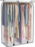 22” Gusseted Garment Bags for Hanging Clothes, All Clear Clothes Cover for Closet Storage, Wardrobe Coat Protector for Suit, Shirt Long Dress, Bottom Enclosed, 2 Pack, 60” Long