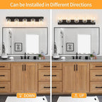 5 Light Modern Bathroom Light Fixtures Over Mirror, Black Vanity Lights for Bathroom Wall Sconces with Clear Glass Shades, E26 Socket (Bulbs Not Included)