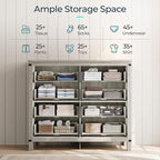 LINSY HOME Farmhouse 8 Drawer Double Dresser for Bedroom, 50” Wide Rustic Wood Chest with Deep Drawers, Modern Dressers with Storage and Metal Handles for Closet, Living Room, Hallway, Wash Grey