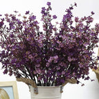 JAKY-Global Babys Breath Fabric Cloth Artificial Flowers 6 Bundle European Fake Silk Plants Decor Farmhouse Wedding Party Decoration Bouquets Real Touch DIY Home Garden (Autumn Purple-6pcs)