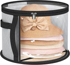 AOODA Oversized Clear Hat Storage Bag, Holds up to 7 Caps Cowboy Hat Organizer for Closet, Wide Brims Hat Case with Carrying Handles (Grey)