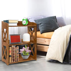 Brown Bookcase by Natural Wood, 4 Tier Bookshelf, Small Book Shelves Freestanding Display Storage Shelves. Open Bookshelf for Bedroom, Living Room and Office (Brown, 3 Tier)