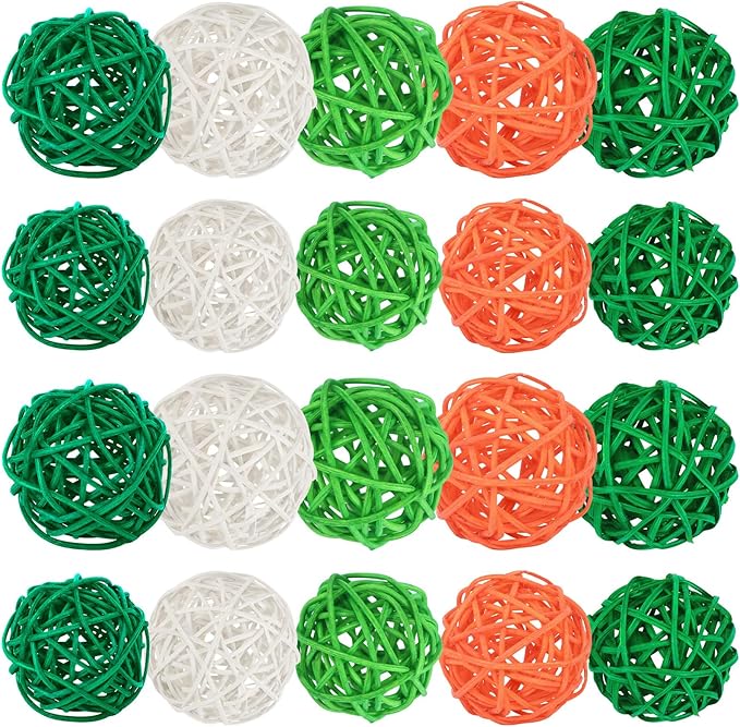 NOVWANG 40 Pcs St. Patrick's Day Green Rattan Balls Decorations Centerpieces Vase Bowl Fillers Wicker Ball for Irish St. Patrick's Day Party Decorative Table Hanging Home Decor DIY Crafts
