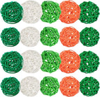 NOVWANG 40 Pcs St. Patrick's Day Green Rattan Balls Decorations Centerpieces Vase Bowl Fillers Wicker Ball for Irish St. Patrick's Day Party Decorative Table Hanging Home Decor DIY Crafts
