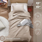 Comfort Spaces Kienna Quilt Set- Double Sided Stitching Design Summer Blanket, Lightweight, Soft, All Season Bedding Layer, Matching Sham, Taupe, Coverlet Twin/Twin XL(66"x90") 2 Piece