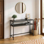 Amazon Basics Rectangular Console Table with Storage Shelf, Steel Frame, 11.8" D x 39.4" W x 31.5" H(in), Black