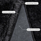 Black Runner Rug for Bedroom Hallways, 2x6 Fluffy Throw Area Rugs Non Slip for Bedside Dorm, Long Soft Shag Carpet for Nursery Living Room