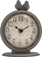 Creative Co-Op Grey Pewter Mantel Clock with Birds