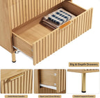 GarveeHome 5 Drawer Dresser for Bedroom, 48 in Tall Modern Chest of Drawers with Deep Drawers and Wide Top, Fluted Wooden Dresser Organizer for Living Room, Hallway, Kids Room, Natural