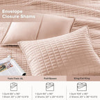 Comfort Spaces Kienna Quilt Set- Double Sided Stitching Design Summer Blanket, Lightweight, Soft, All Season Bedding Layer, Matching Sham, Blush, Coverlet King (104"x90") 3 Piece