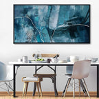 Abstract Canvas Wall Art -Blue-Green and Fan Art Large Wall Decor for Living Room Bedroom Decoration Framed Teal Pictures Artwork for Walls Size 29x58Inches