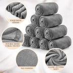 Tinideya 12 Pcs Flannel Fleece Throw Blanket Bulk 50 x 60 Inch Soft Fleece Blanket Warm Throw Blanket Coral Blankets for Couch Sofa Home Wedding Gifts Season (Light Gray)