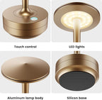 Cordless Table Lamp Rechargeable,6000mAh Battery Operated LED Desk Lamp 3 Color Stepless Touch Dimming,Waterproof Portable Memory Function Light for Bedroom,Outdoor,Patio,Dining,Restaurant Bronze 2P