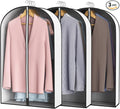 40” Garment Bags for Hanging Clothes 4” Gusseted - with Clear Window, Breathable Fabric, Metal Zipper, Suit Coat Dress Protector for Clothes Closet storage, Season Off, Moving, 3 Pack