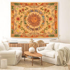 Accnicc Yellow Sun and Moon Tapestry Vintage Indie Boho Tapestry Wall Hanging with Sunflowers Butterfly Moth Constellation Aesthetic Wall Tapestries for Bedroom Dorm Living Room (Orange, 60'' × 50'')
