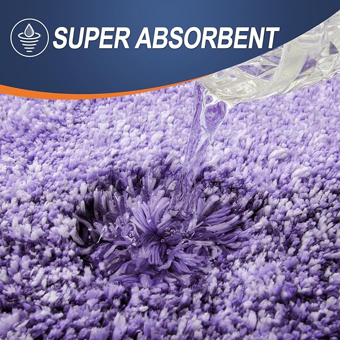 OLANLY Bathroom Rug Set 2 Piece, Soft Absorbent Microfiber Bath Rug Set, Non-Slip, Machine Wash Dry, Plush Shaggy Bath Mats for Bathroom (30"x20"+24"x16", Violet)