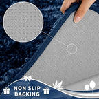 Yimobra Toilet Rugs U Shaped Washable, Extra Thick Soft Absorbent Chenille Contour Bathroom Rugs for Toilet 24x24 Inch, Quick Dry Non Slip Toilet Mat for Bath Floor, Navy Blue