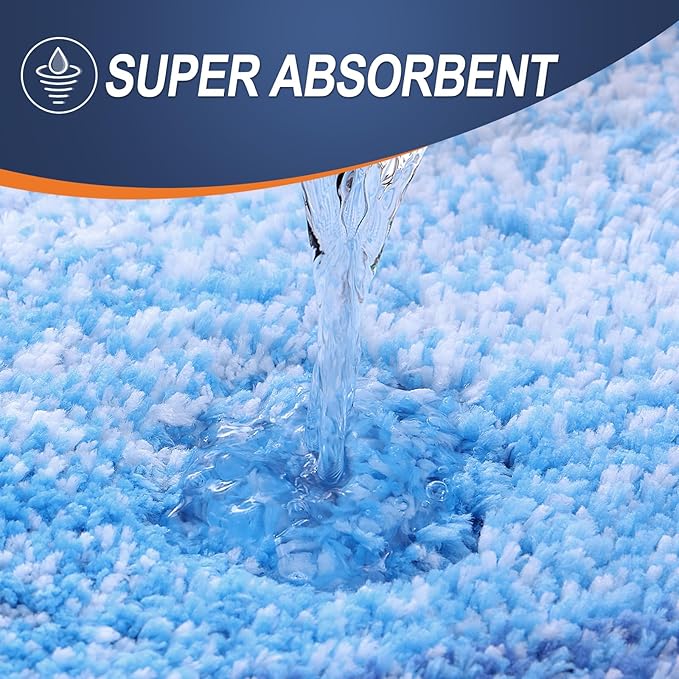 OLANLY Bathroom Rug Set 2 Piece, Soft Absorbent Microfiber Bath Mats and U-Shaped Contour Toilet Rug, Non-Slip, Machine Wash Dry, Shaggy Bath Mats for Bathroom (30"x20"+24"x20", Light Royal Blue)