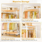 P5 Plus Rolling Clothes Rack Heavy Duty, Clothing Racks for Hanging Clothes, Metal Garment Rack with Wheels, 3-Tier Portable Closet Rack 45'' W × 20.5'' D × 80.5'' H, Max Load 660 Lbs, White
